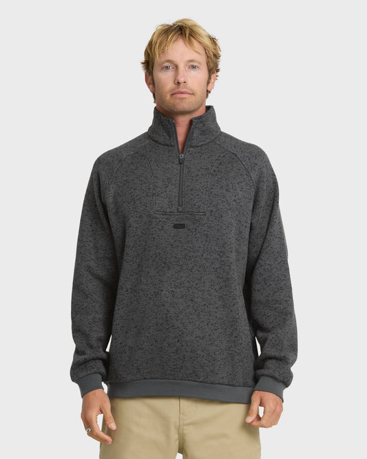 Keller Half Zip Mock Neck Sweatshirt - Black Heather