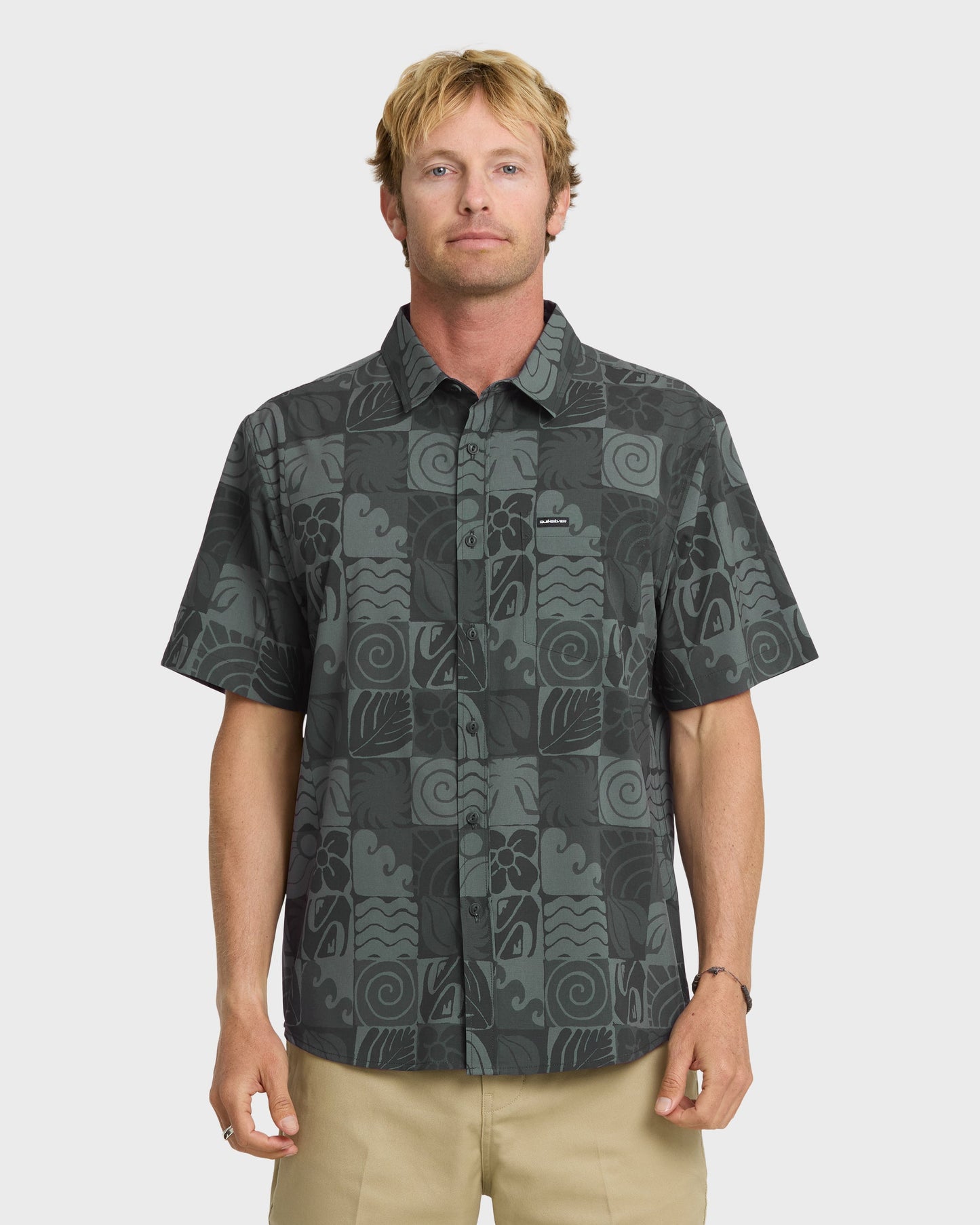 Earth Geo Classic Stretch Short Sleeve Woven Shirt - Phantom