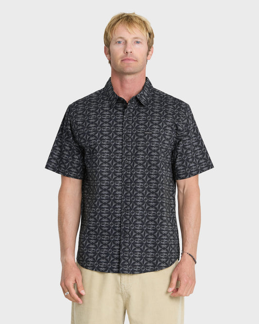Nature Tile Classic Short Sleeve Woven Shirt - Anthracite