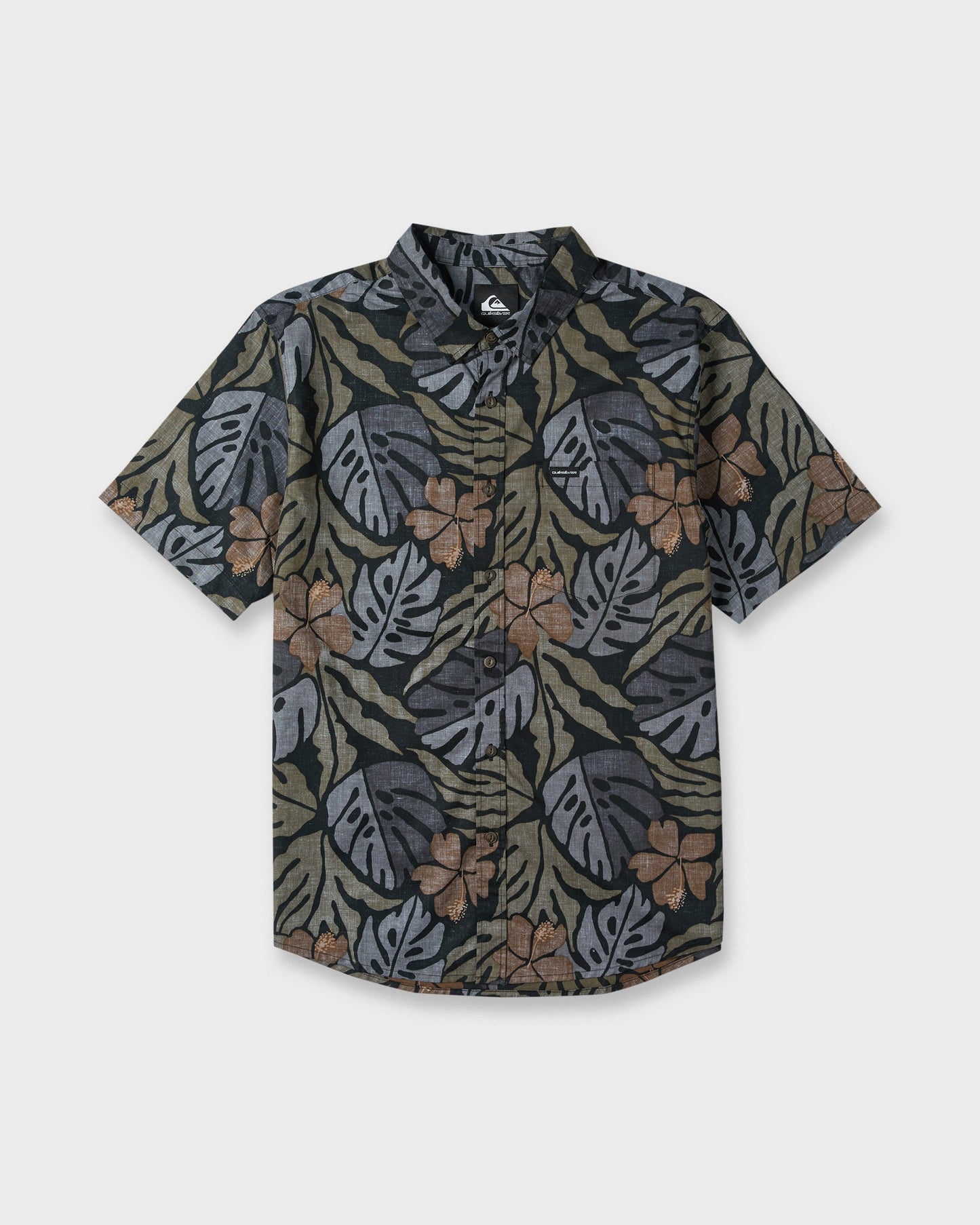 Palm Breeze Classic Short Sleeve Cotton Shirt - Grape Leaf