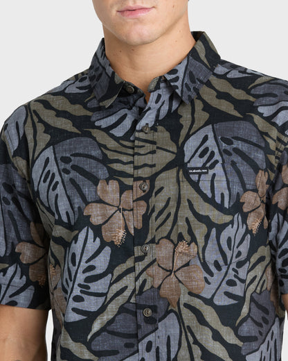 Palm Breeze Classic Short Sleeve Cotton Shirt - Grape Leaf