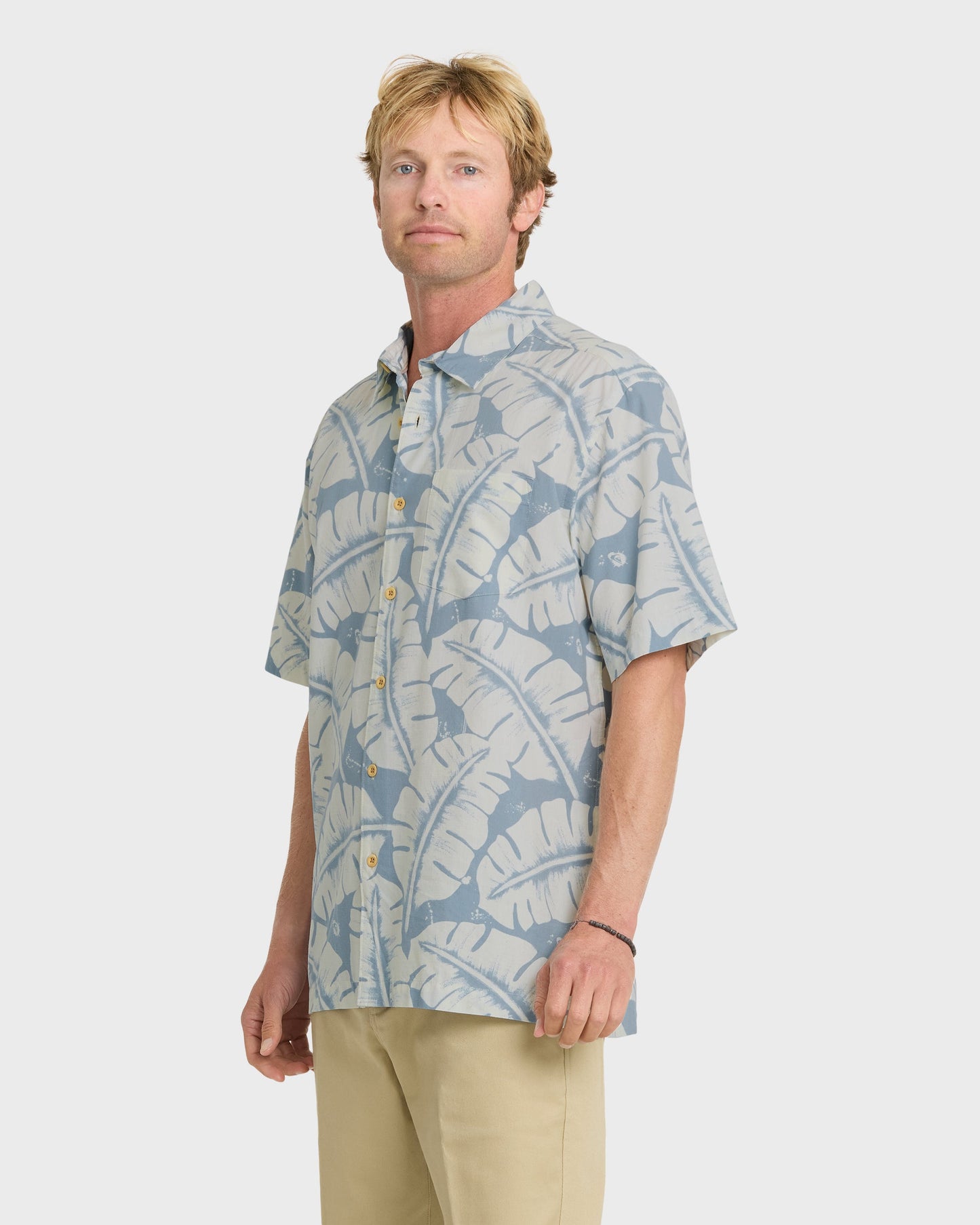 Waterman Fronds Short Sleeve Woven Shirt - Dusty Blue