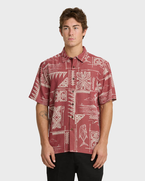 Waterman Ohana Bay Short Sleeve Woven Shirt - Marsala