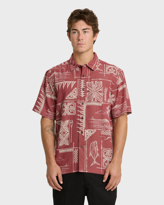 Waterman Ohana Bay Short Sleeve Woven Shirt - Marsala