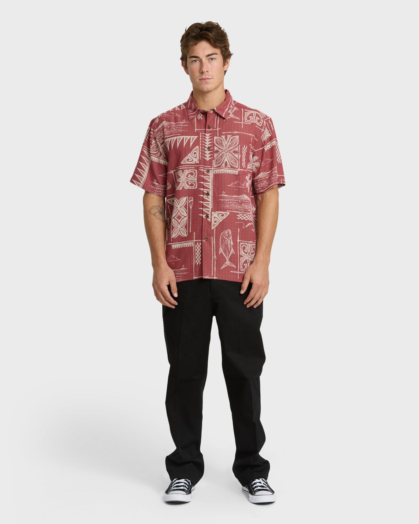 Waterman Ohana Bay Short Sleeve Woven Shirt - Marsala