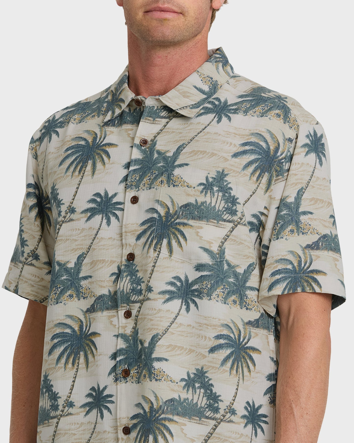 Waterman Island Vues Short Sleeve Woven Shirt - Moonbeam