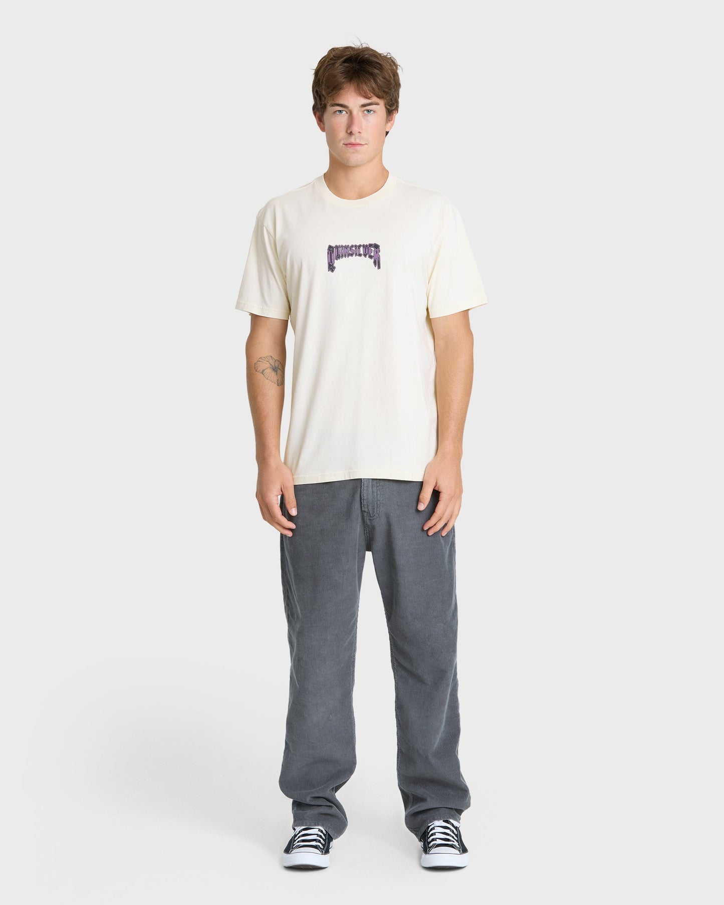 Unlocked Pigment Dye Short Sleeve Knit T-Shirt - Silver Birch