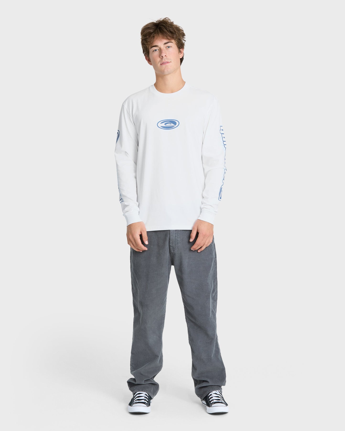 Clutch Long Sleeve Knit T-Shirt - White