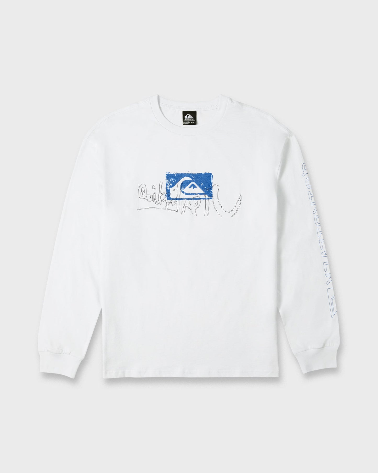 Young Guns Impaired Embellishment Long Sleeve Cotton T-Shirt - White