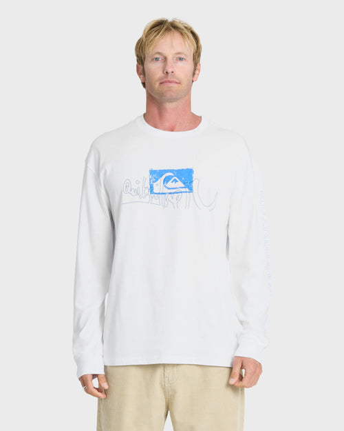 Young Guns Impaired Embellishment Long Sleeve Cotton T-Shirt - White