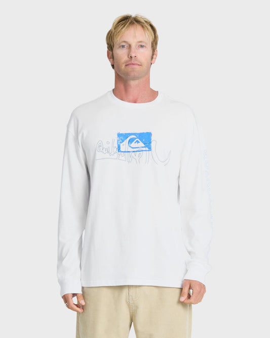 Young Guns Impaired Embellishment Long Sleeve Cotton T-Shirt - White