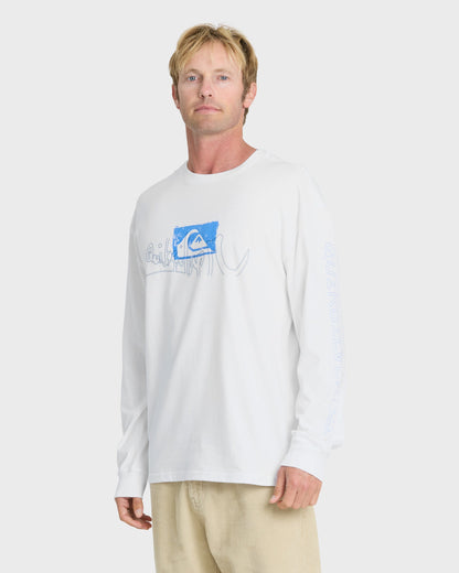 Young Guns Impaired Embellishment Long Sleeve Cotton T-Shirt - White