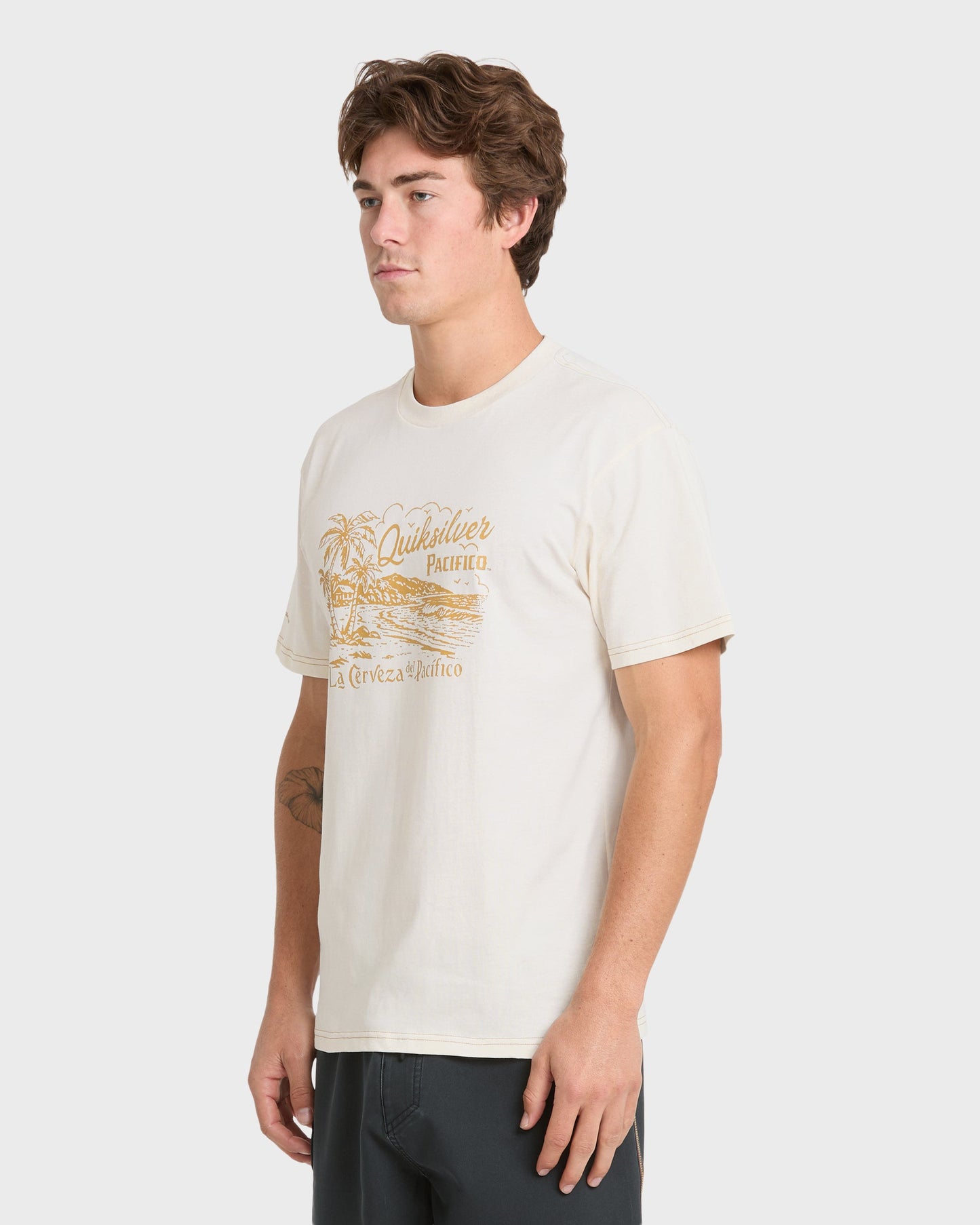 Pacifico Coastal Paradise Short Sleeve Cotton T-Shirt - Tofu
