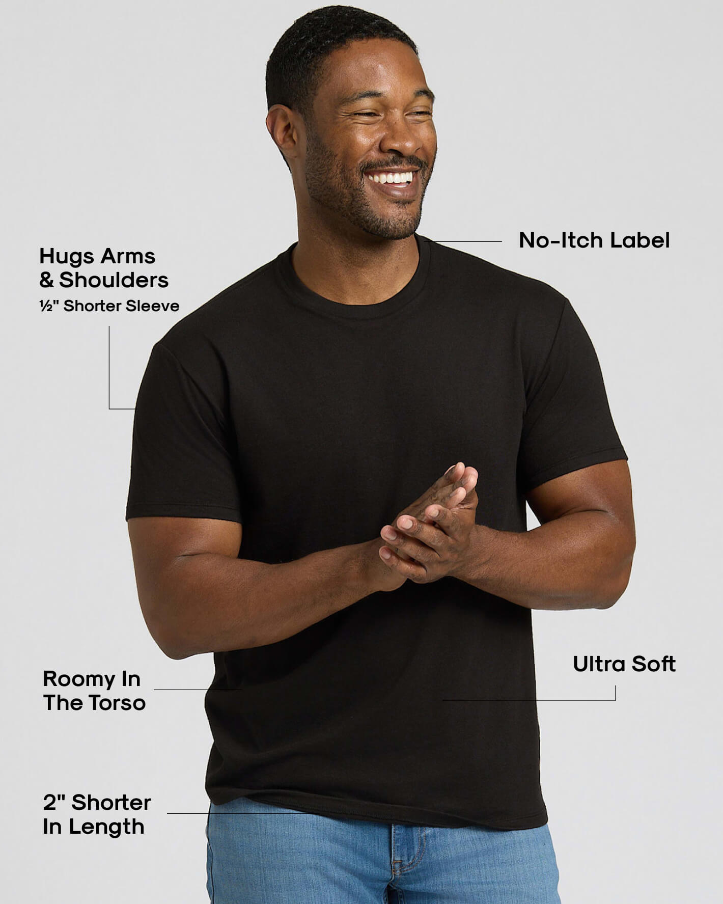 All Black Short Classic Crew Neck 3-Pack