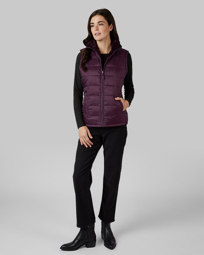 WOMEN'S REVERSIBLE LUXE FUR-LINED VEST