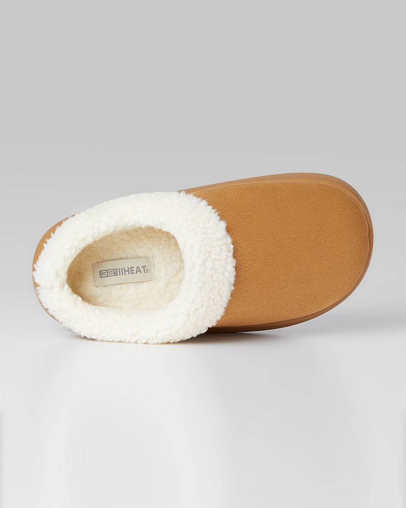 WOMEN'S SHERPA-LINED FAUX SUEDE SLIPPERS