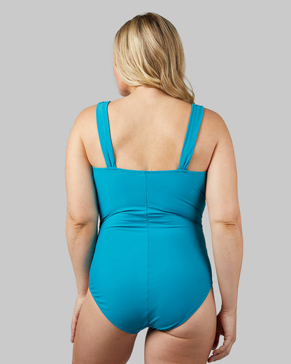 WOMEN'S RUCHED PLUNGE ONE PIECE SWIMSUIT
