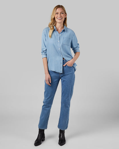 WOMEN'S CHAMBRAY LONG SLEEVE BUTTON-UP