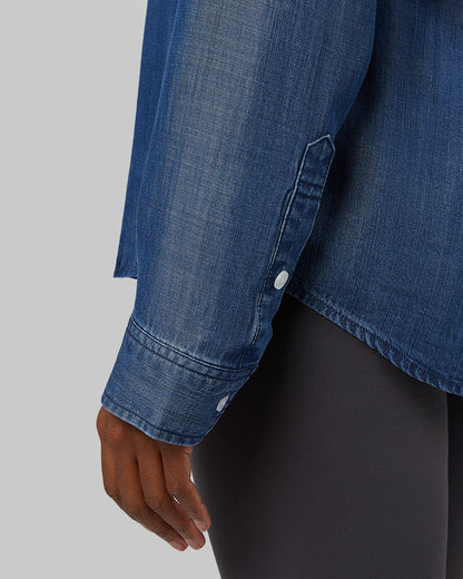 WOMEN'S CHAMBRAY LONG SLEEVE BUTTON-UP
