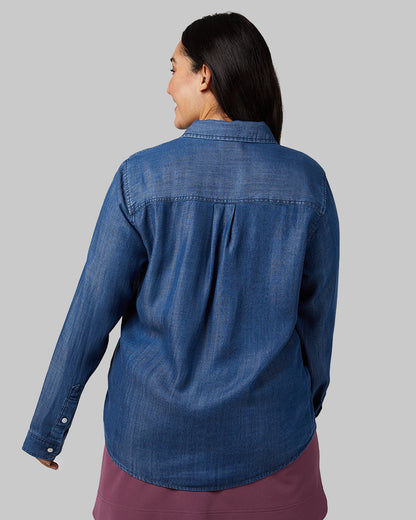 WOMEN'S CHAMBRAY LONG SLEEVE BUTTON-UP