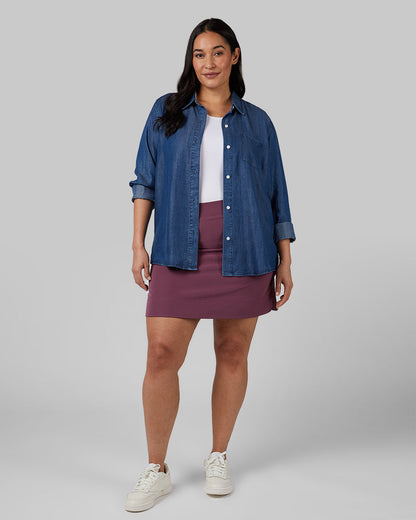 WOMEN'S CHAMBRAY LONG SLEEVE BUTTON-UP