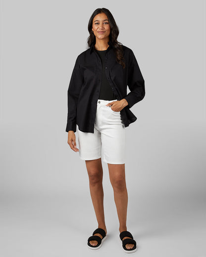 WOMEN'S OVERSIZED COTTON LONG SLEEVE BUTTON-UP
