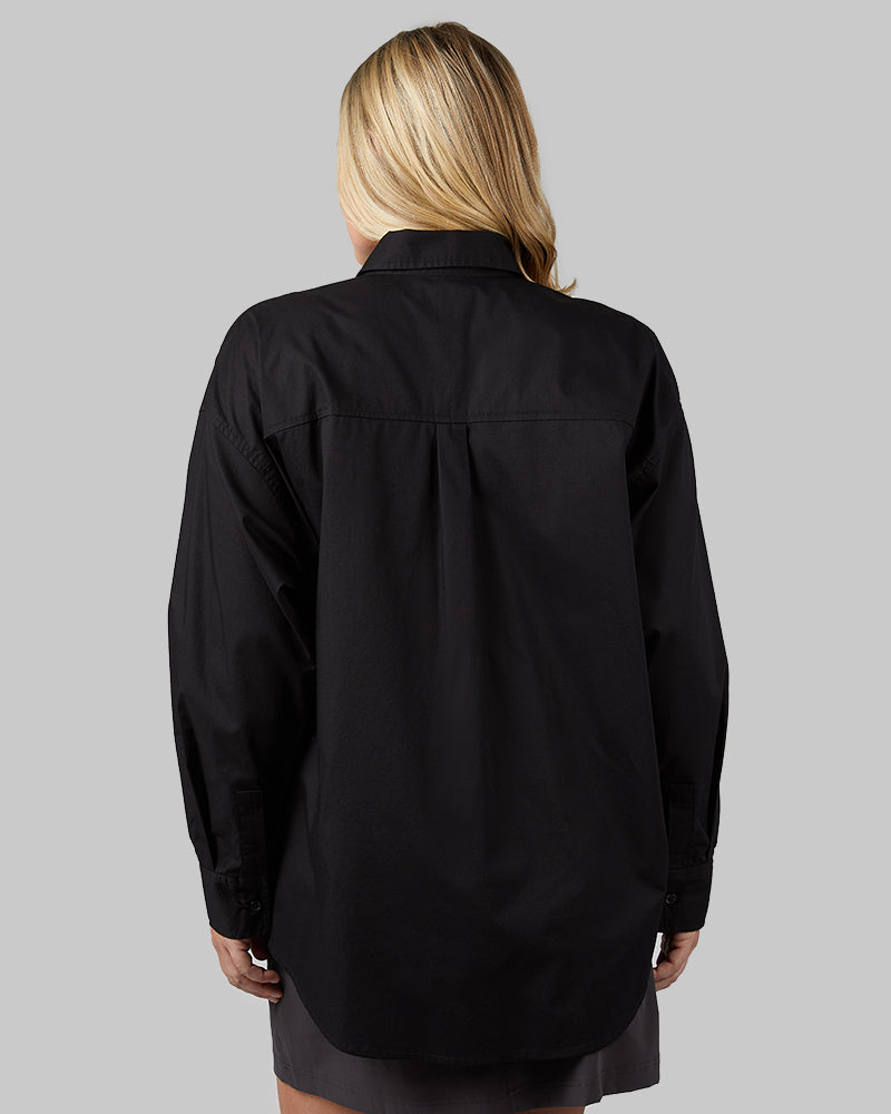 WOMEN'S OVERSIZED COTTON LONG SLEEVE BUTTON-UP