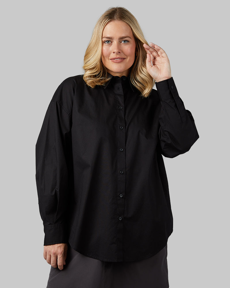 WOMEN'S OVERSIZED COTTON LONG SLEEVE BUTTON-UP