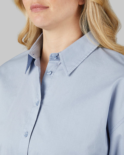 WOMEN'S OVERSIZED COTTON LONG SLEEVE BUTTON-UP