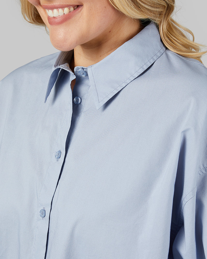 WOMEN'S OVERSIZED COTTON LONG SLEEVE BUTTON-UP