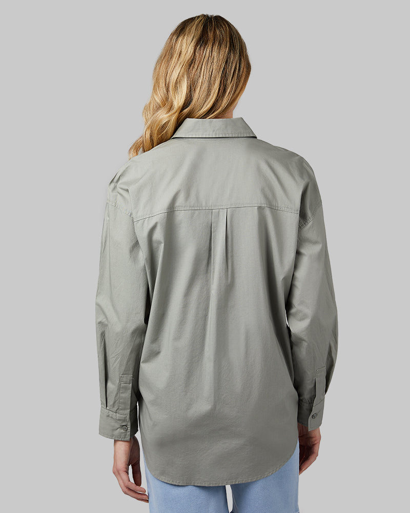 WOMEN'S OVERSIZED COTTON LONG SLEEVE BUTTON-UP