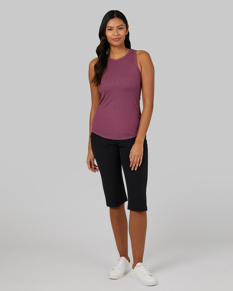 WOMEN'S SOFT RIB HIGH NECK TANK