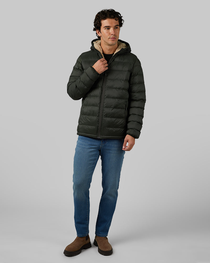 MEN'S HOODED SHERPA-LINED JACKET