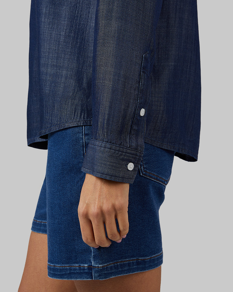 WOMEN'S CHAMBRAY LONG SLEEVE BUTTON-UP