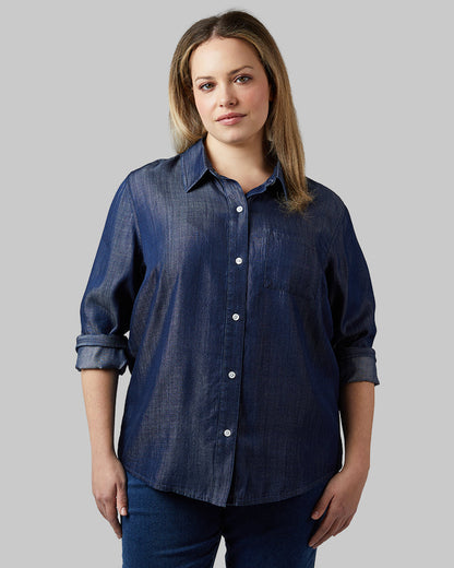 WOMEN'S CHAMBRAY LONG SLEEVE BUTTON-UP