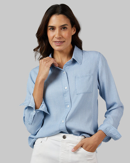 WOMEN'S CHAMBRAY LONG SLEEVE BUTTON-UP