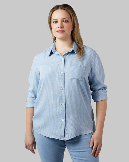 WOMEN'S CHAMBRAY LONG SLEEVE BUTTON-UP