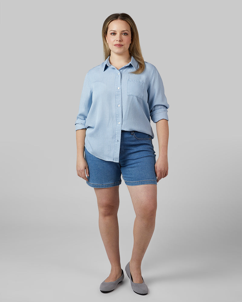 WOMEN'S CHAMBRAY LONG SLEEVE BUTTON-UP
