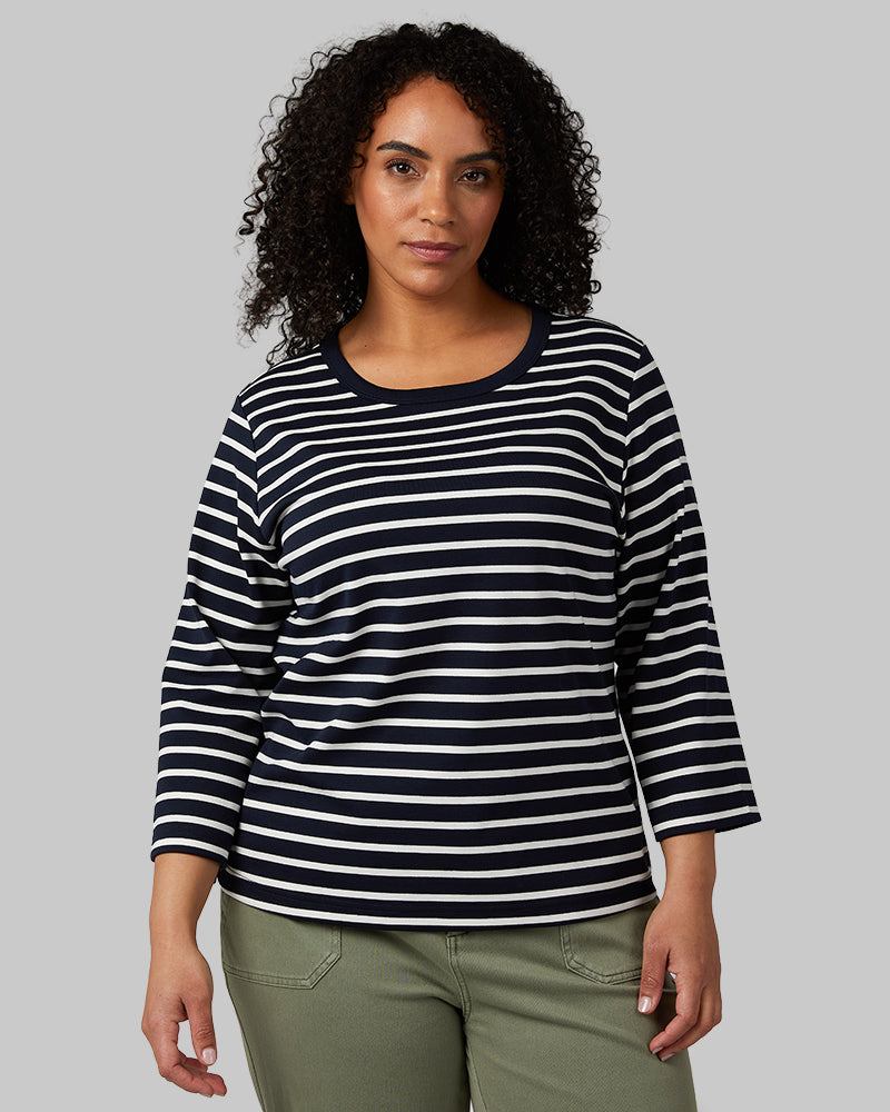 WOMEN'S LUXE KNIT 3/4 SLEEVE T-SHIRT