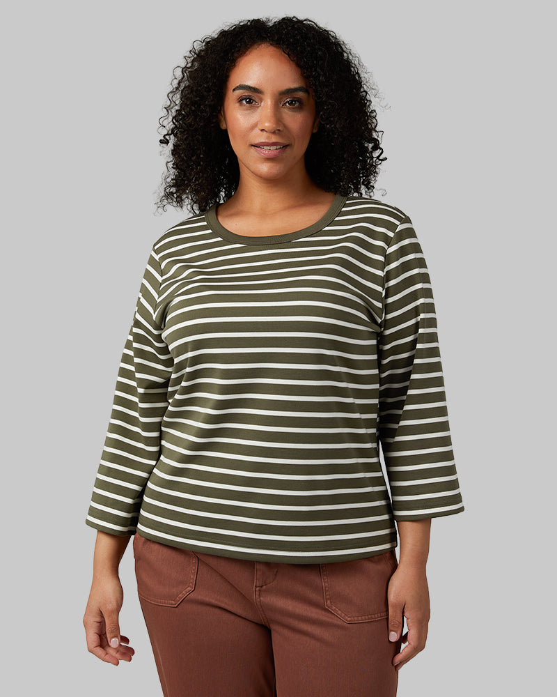 WOMEN'S LUXE KNIT 3/4 SLEEVE T-SHIRT
