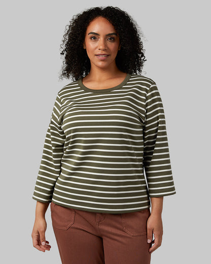 WOMEN'S LUXE KNIT 3/4 SLEEVE T-SHIRT