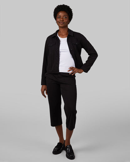 WOMEN'S MINI KNIT TWILL TRUCKER JACKET