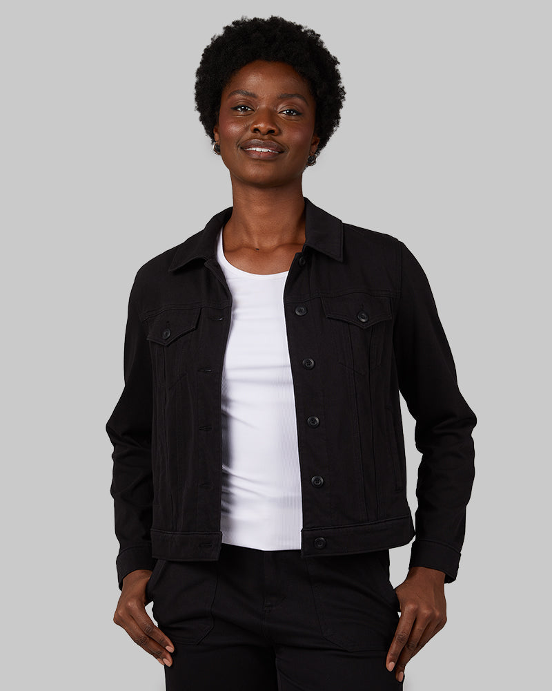 WOMEN'S MINI KNIT TWILL TRUCKER JACKET