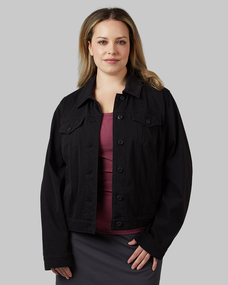 WOMEN'S MINI KNIT TWILL TRUCKER JACKET