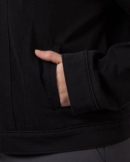 WOMEN'S MINI KNIT TWILL TRUCKER JACKET