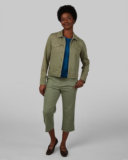 WOMEN'S MINI KNIT TWILL TRUCKER JACKET