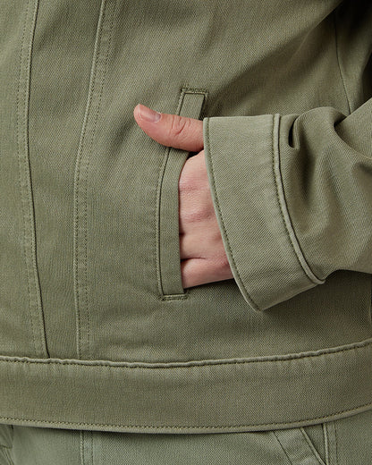 WOMEN'S MINI KNIT TWILL TRUCKER JACKET