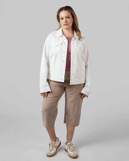 WOMEN'S MINI KNIT TWILL TRUCKER JACKET