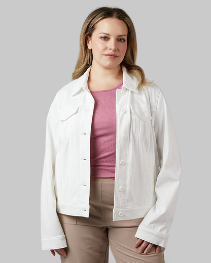 WOMEN'S MINI KNIT TWILL TRUCKER JACKET