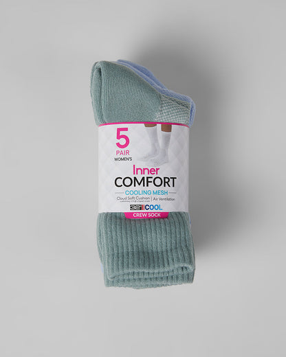 WOMEN'S 5-PACK COOL COMFORT CREW SOCKS
